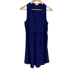 Aritzia Wilfred Silk Sleeveless Dress Sz 4 XS Royal Blue Purple Short V-Neck EUC